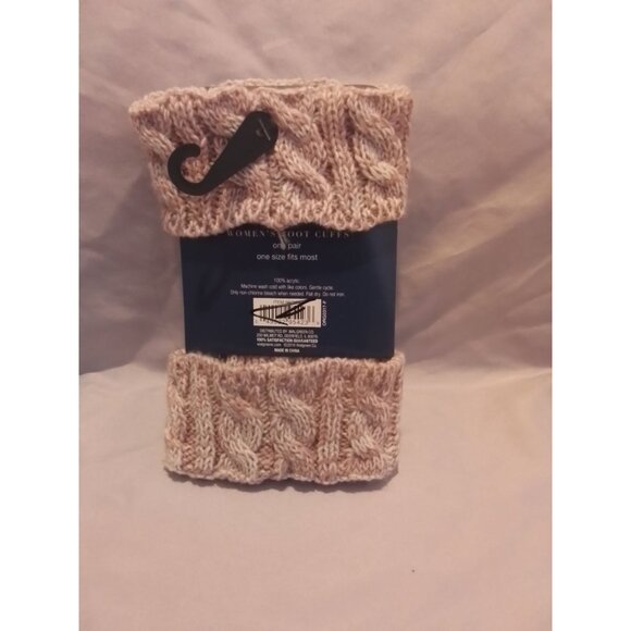 West Loop Womens Boot Cuffs Cable Knit One Size Fits Most Beige - Picture 2 of 2